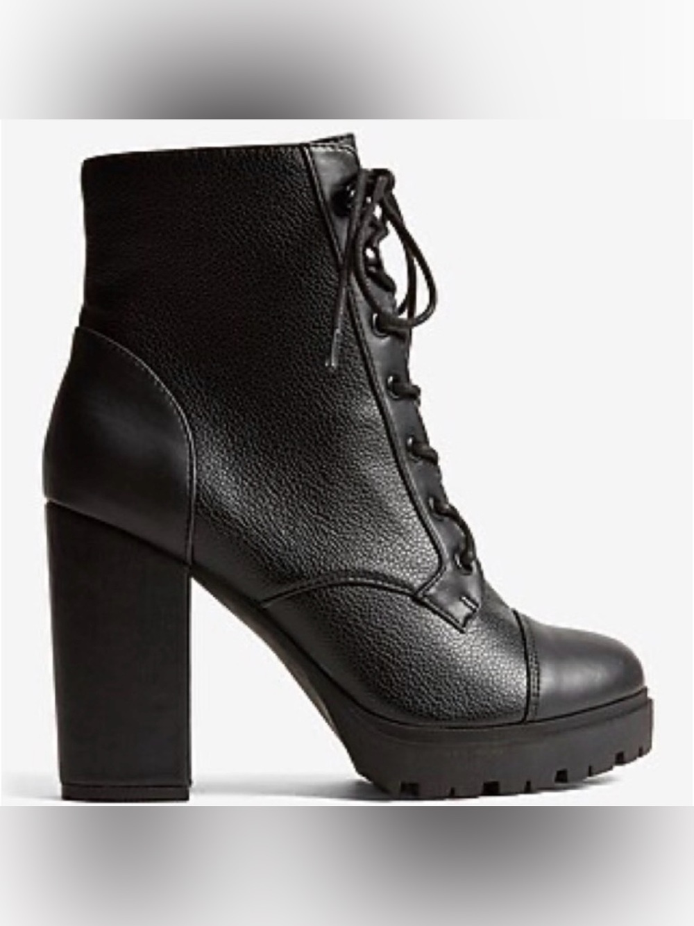 NEW Express Block Heel Gore Lug Sole Combat Boots 9 Black
